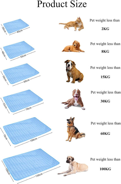 Cooling Mat for Dogs and Cat, Heat Relief Pet Cooling Mat for Crates, Kennels and Beds - Portable and Washable(Blue,70X100Cm)
